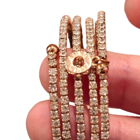 Anne Klein Multi-Row Crystal Coil Rose Gold Bracelet - Picture 4 of 13